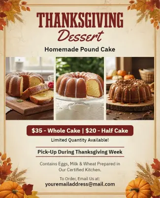 Autumn Themed Thanksgiving Dessert Promotion Flyer Template