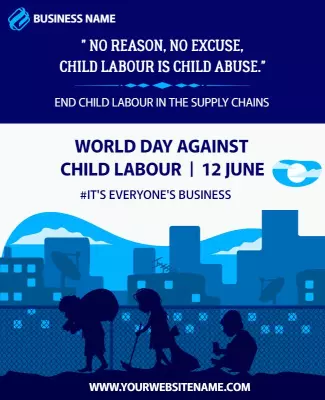 Awareness Blue Child Labour Protest Campaign Poster Template