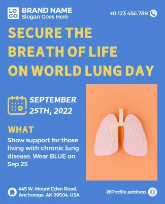 Awareness Blue Lung Health Day Support Poster Template