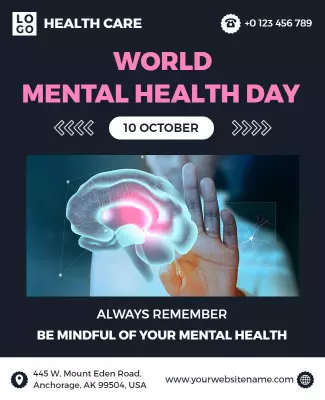 Awareness Blue Mental Health Day Promotion Poster Template