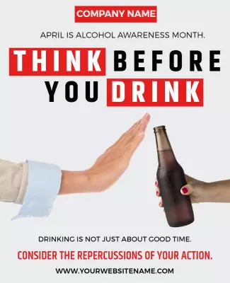 Awareness Bold Red Alcohol Responsibility Poster Template