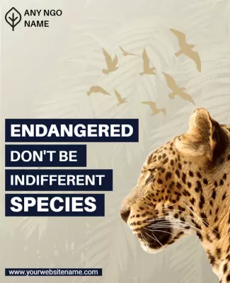 Awareness Brown Endangered Species Conservation Poster Template