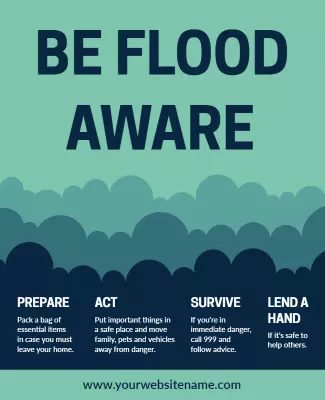 Awareness Campaign for Flood Safety Preparedness Poster Template