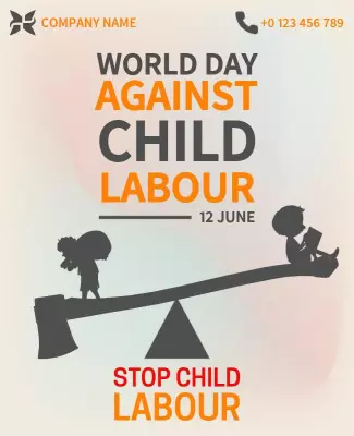 Awareness Campaign for World Day Against Child Labour Poster Template