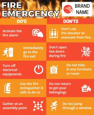 Awareness Orange Fire Safety Emergency Guidelines Flyer Template