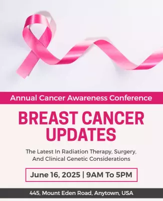 Awareness Pink Ribbon Breast Cancer Updates Conference Poster Template