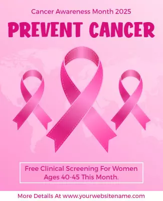 Awareness Pink Ribbon Cancer Prevention Campaign Poster Template