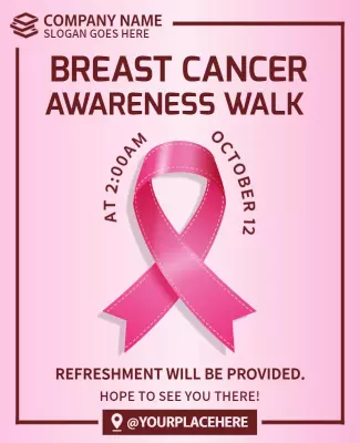 Awareness Pink Ribbon Charity Walk Event Poster Template