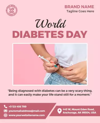 Awareness Pink World Diabetes Day Health Poster Template