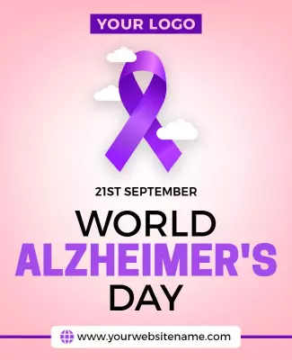 Awareness Purple Ribbon World Alzheimer's Day Poster Template