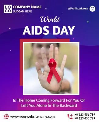 Awareness Red Ribbon for World AIDS Day Poster Template