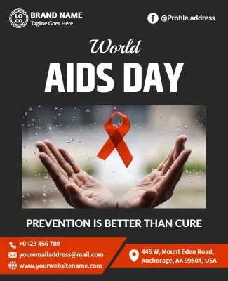 Awareness Red Ribbon Theme for World AIDS Day Poster Template