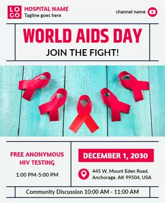 Awareness Red Ribbon World AIDS Day Event Poster Template