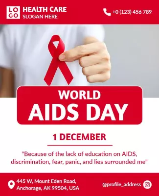 Awareness Red Ribbon World AIDS Day Poster Template