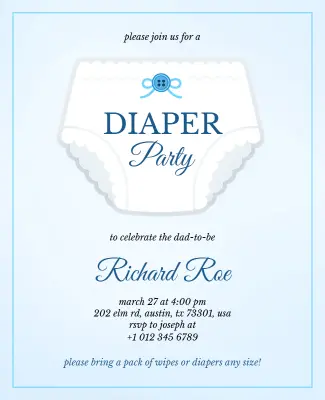 Baby Diaper Party Invitation Flyer Template
