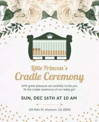 Charming Floral Baby Cradle Ceremony Invitation Flyer Template