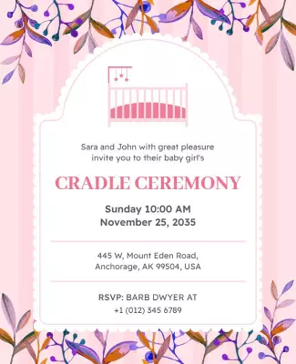 Baby Girl Cradle Ceremony Invitation Flyer Template