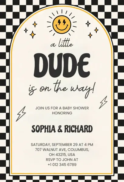Baby Shower Celebration for Little Dude Invitation Template