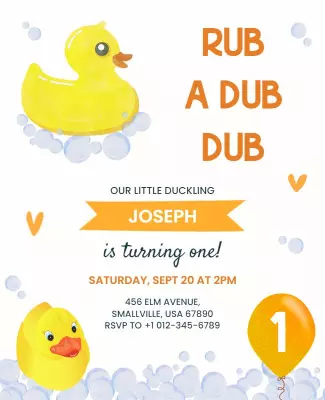 Babys First Birthday Rubber Duck Flyer Template