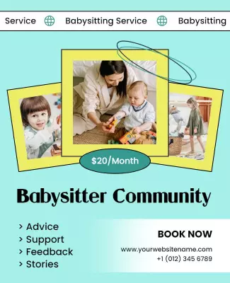 Babysitter Community Service Promotion Flyer Template