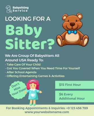 Babysitter Service Promotion Flyer Template