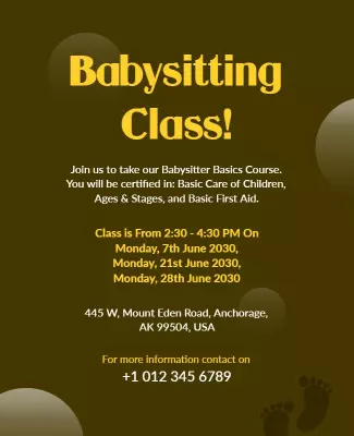 Babysitting Certification Course Flyer Template