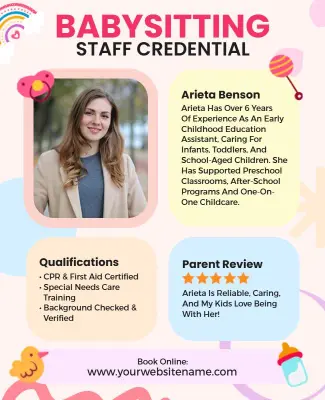 Babysitting Staff Credential and Qualifications Flyer Template