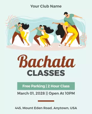 Bachata Dance Classes Promotional Flyer Template