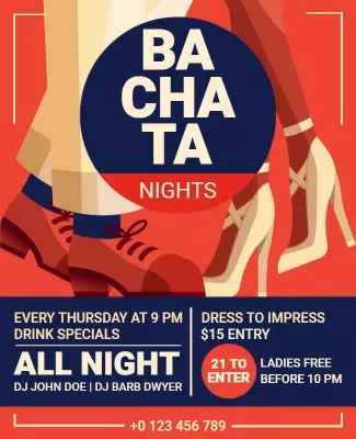 Bachata Dance Night Party Flyer Template