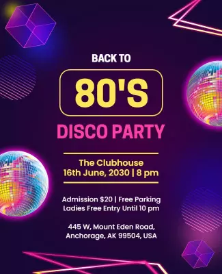 Back to 80s Disco Party Event Flyer Template