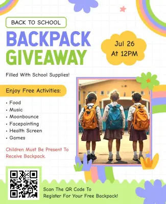 Back to School Backpack Giveaway Event Flyer Template