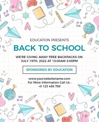 Back to School Backpack Giveaway Flyer Template