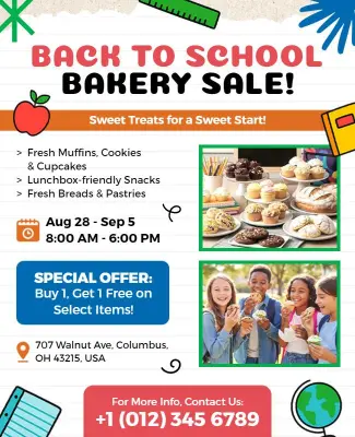 Back to School Bakery Sale Flyer Template