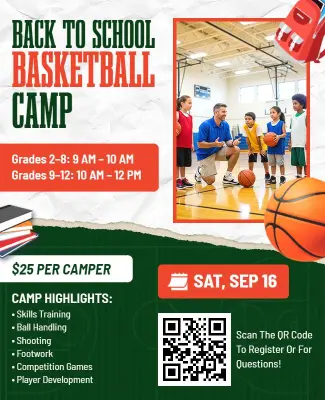 Back to School Basketball Camp Flyer Template