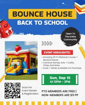 Back to School Bounce House Community Event Flyer Template