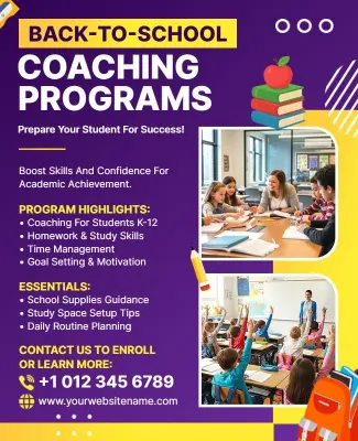 Back-to-School Coaching Programs Promotional Flyer Template