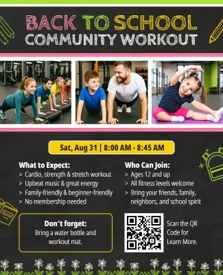Back to School Community Workout Flyer Template