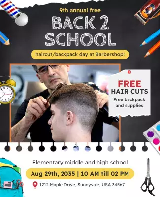 Back to School Haircut Event Flyer Template
