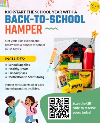 Back-to-School Hamper Promotion Flyer Template
