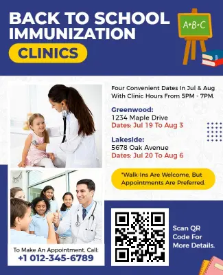Back to School Immunization Clinics Flyer Template