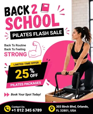 Back to School Pilates Flash Sale Flyer Template