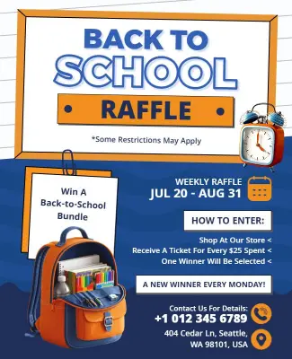 Back to School Raffle Flyer Template