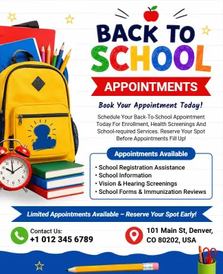 Back to School Registration Appointment Flyer Template