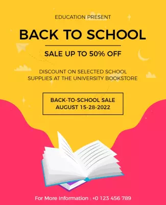 Back to School Supplies Discount Flyer Template