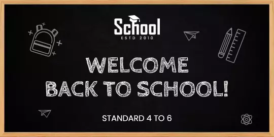 Back to School Welcome with Fun Icons on Chalkboard Tarpaulin Template