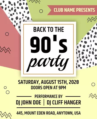 Back to the 90s Party Event Flyer Template