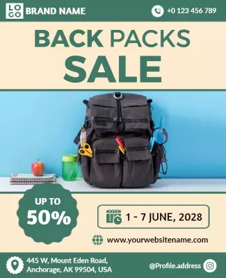 Backpacks Discount Event Sale Flyer Template
