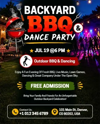 Backyard BBQ and Dance Party Flyer Template