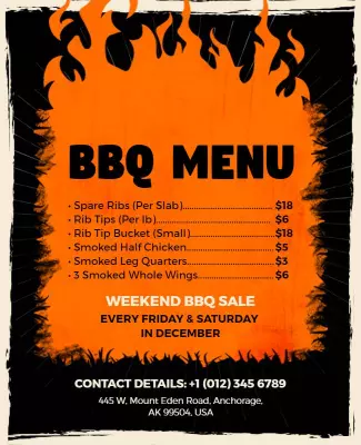 Backyard Bbq Menu Promotion Flyer Template