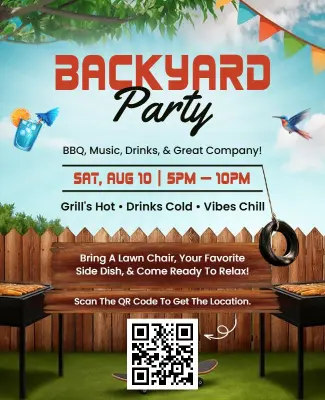 Backyard BBQ Party Invitation Flyer Template